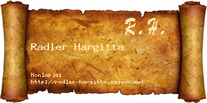Radler Hargitta névjegykártya